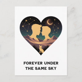 恋愛と狐の宇宙的ハートアート ポストカード