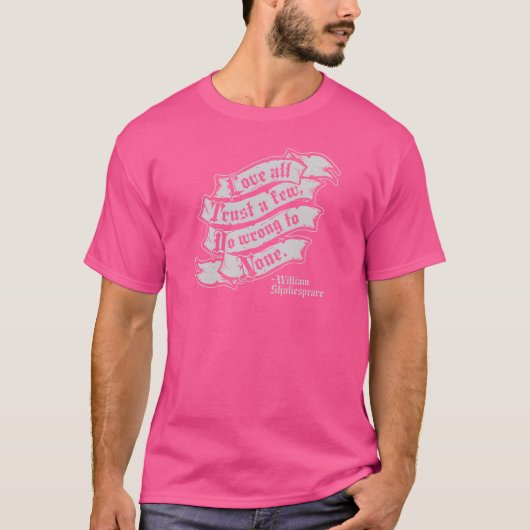 恋愛に関するシェイクスピアの名言 レトロ Tシャツ (正面)