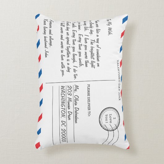 恋愛のラブレター ポストカード バレンタインデー アクセントクッション (正面(垂直))