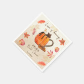恋愛の秋のブライダルシャワー モノグラム スタンダードカクテルナプキン (角)