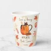 恋愛の秋のブライダルシャワー モノグラム 紙コップ (裏面)