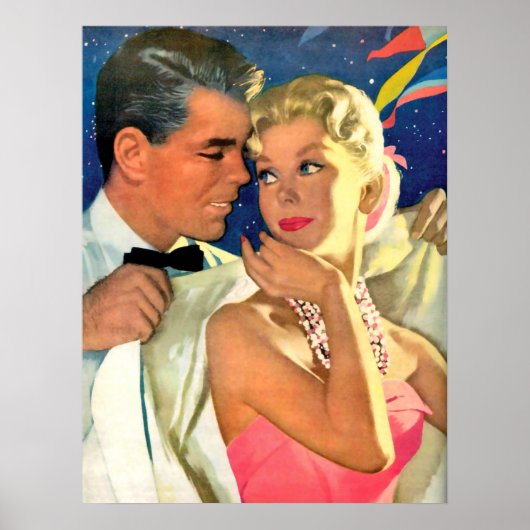 恋愛の若いカップル、ヴィンテージロマンチック ポスター (正面)