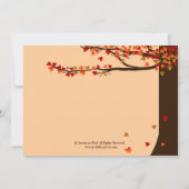 恋愛の鳥が落ちるハートのオークの木の受付カード 招待状 (裏面)