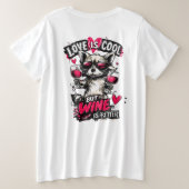 恋愛はクール プラスサイズTシャツ (デザイン裏面)