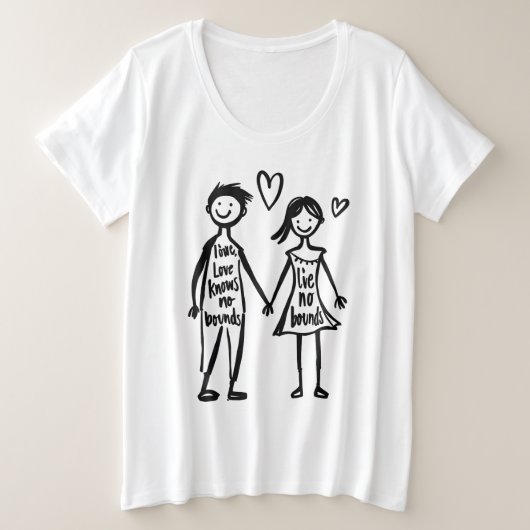 恋愛は際限が無い プラスサイズTシャツ (デザイン正面)