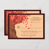 恋愛カップル落下ハートオークツリー RSVP (正面/裏面)