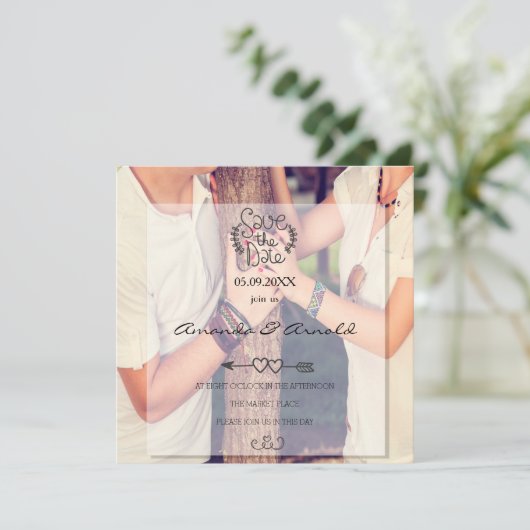 恋愛写真のロマンスカップル日付カードを保存 セーブザデート (スタンド正面)