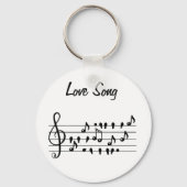 恋歌、鳥が音楽のノートの間に座って キーホルダー (正面)
