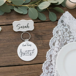 恋歌、鳥が音楽のノートの間に座って キーホルダー