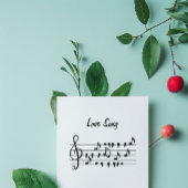 恋歌、鳥が音楽のノートの間に座って サンキューカード