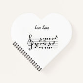 恋歌、鳥が音楽のノートの間に座って ノートブック (正面)