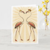 恋王室ののフラミンゴ カード (黄色い花)