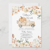 恋素朴に落ちるカボチャ赤ちゃんシャワー 招待状 (正面)