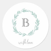 恋素朴リースモノグラム結婚 ラウンドシール (正面)