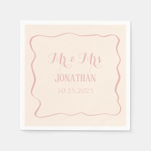 恋飲でモノグラムのナプキン結婚をパーソナライズ スタンダードカクテルナプキン (正面)
