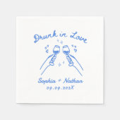 恋飲の手パーソナライズされた結婚は スタンダードカクテルナプキン (正面)