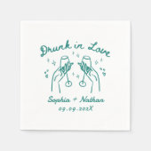恋飲の手パーソナライズされた結婚は スタンダードカクテルナプキン (正面)