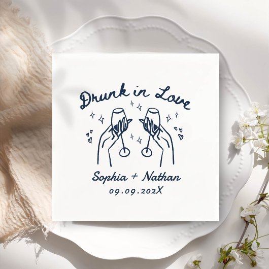 恋飲の手パーソナライズされた結婚は スタンダードカクテルナプキン