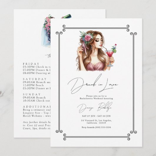恋飲バチェロレッテ週末の日程 招待状 (正面/裏面)