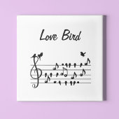 恋鳥が音符の間で歌を歌う キャンバスプリント
