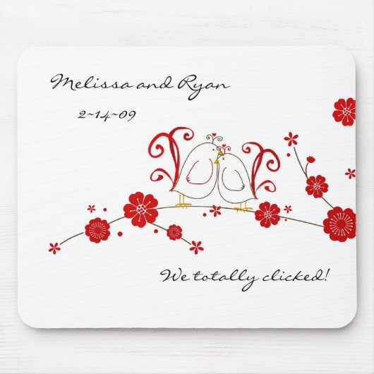 恋鳥とさくらんぼの花のマウスパッド マウスパッド (正面)