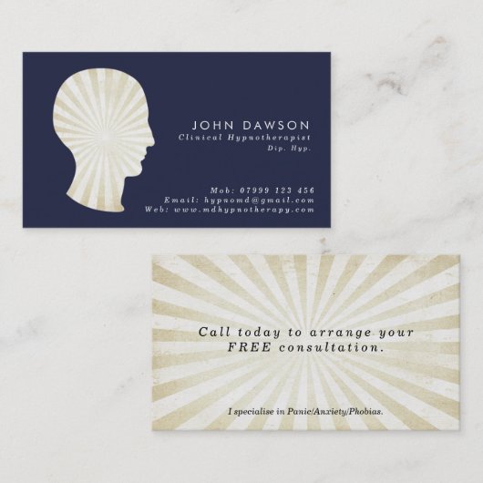 恍惚状態の日が差すことのHypnotherapistの名刺 名刺 (正面/裏面)