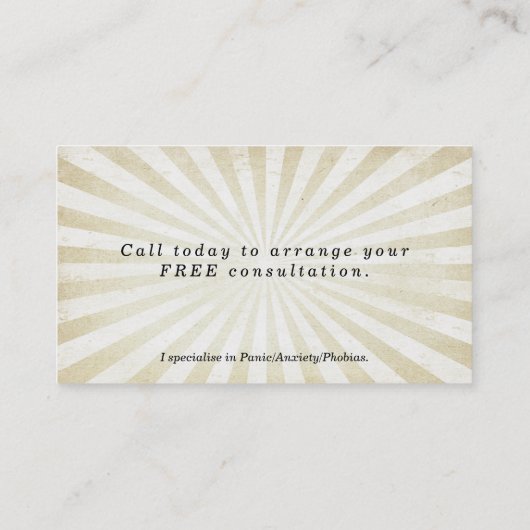 恍惚状態の日が差すことのHypnotherapistの名刺 名刺 (裏面)