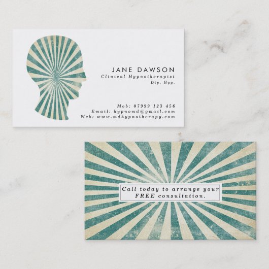 恍惚状態の緑の日が差すことのHypnotherapistの名刺 名刺 (正面/裏面)