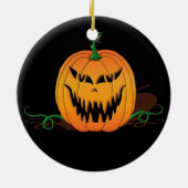 恐いハロウィンのカボチャ顔 セラミックオーナメント (裏面)