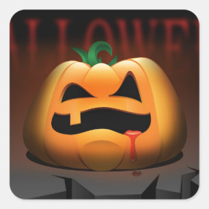 恐いハロウィン1個の歯のカボチャ スクエアシール
