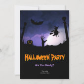 恐い墓地-カボチャ魔法使いのハローウィンパーティ 招待状 (正面)