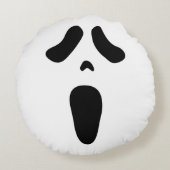 恐い幽霊の顔のハローウィンパーティの装飾 ラウンドクッション (裏面)
