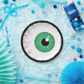 恐い緑の眼球のハロウィンの紙皿 ペーパープレート (パーティー)