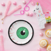 恐い緑の眼球のハロウィンの紙皿 ペーパープレート (パーティー)