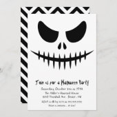 恐い骨組ゾンビの顔のハロウィンの衣裳のパーティー 招待状 (正面/裏面)