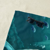 恐い鮫のカスタムな文字のビーチタオル ビーチタオル (インサイチュ)