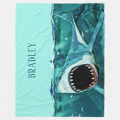 恐い鮫の名前をカスタムするのフリースブランケット フリースブランケット (正面)