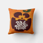 恐おもしろいろしいカボチャのトリックまたは治療 クッション (裏面)