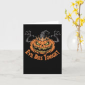 恐おもしろいろしいハロウィンことわざ悪が今夜は死ぬ カード (黄色い花)
