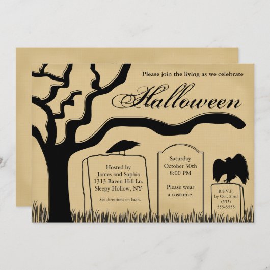 恐く不気味なハローウィンパーティの招待状 招待状 (正面/裏面)