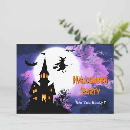 恐く幽霊のよく出るな城の飛んでいるな魔法使いのハローウィンパーティ 招待状 (スタンド正面)