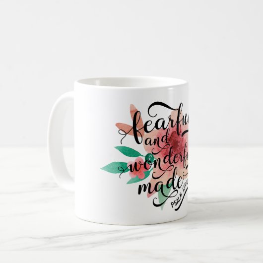 恐る恐るそしてすばらしくなされた賛美歌の139:14 コーヒーマグカップ (正面左)