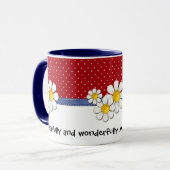 恐る恐るそしてすばらしく作られたデニムの点。デイジー マグカップ (正面左)