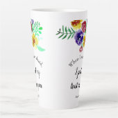 『恐れと神の信頼』に関する聖書のフローラ カフェラテマグ (正面)