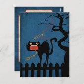 恐れのある黒猫がハロウィーンの夜 ポストカード (正面/裏面)