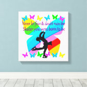 恐れのちょうど信頼のフィギュアスケートの蝶デザイン無し キャンバスプリント (インサイチュ (ウッドフロア))