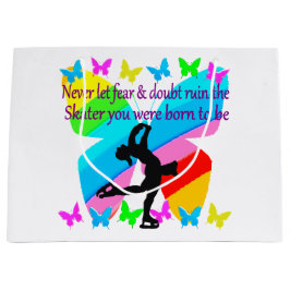 恐れのちょうど信頼のフィギュアスケートの蝶デザイン無し ラージペーパーバッグ