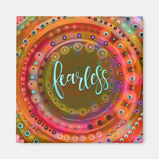 恐れのないかわいらしおもしろい抽象芸術モダン振動 マグネット (正面)