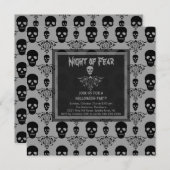 恐れのスカルのハローウィンパーティの招待状の夜 招待状 (正面/裏面)