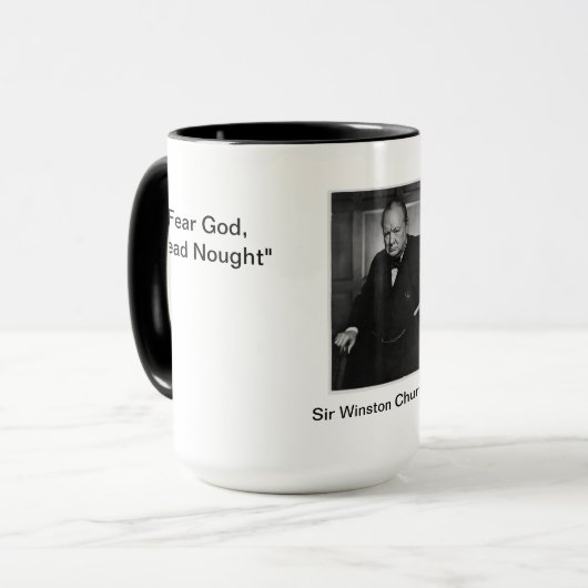 恐れの神、Dredの無価値- Churchillの引用文のマグ マグカップ (正面左)